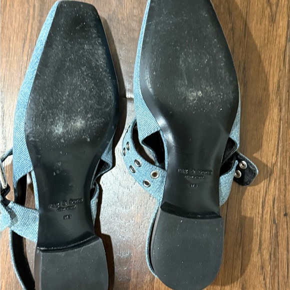 rag & bone Light Blue Denim Mary Jane Slingback Mules - Picture 2 of 5